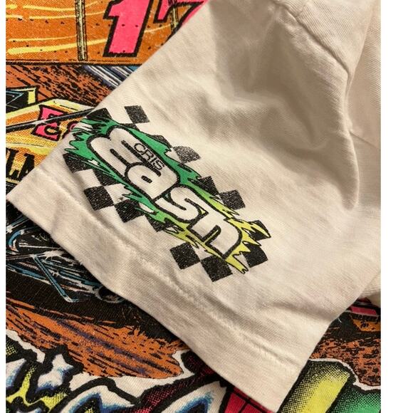 VTG 80s Single Stitch SPRINT CAR RACING Tiny Tee Double Side Cris Eash S Neon - Picture 7 of 8